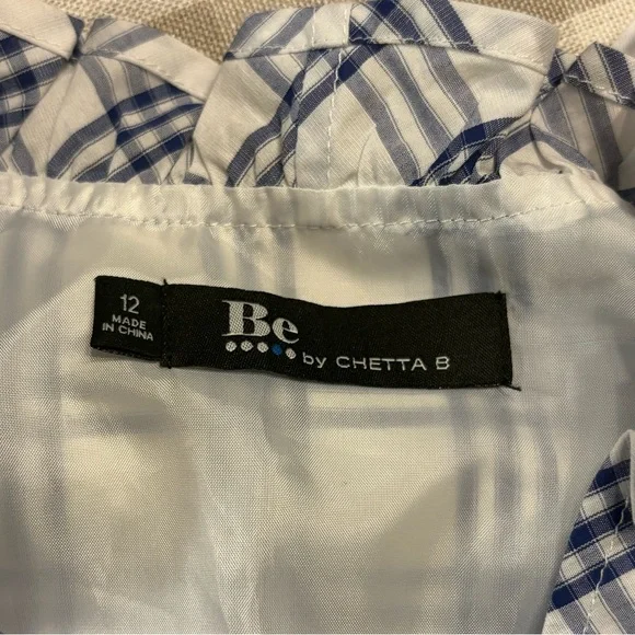 NWT White/Navy Blue Plaid Checkered Ruffle Mini Dress - Picture 7 of 11